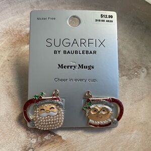 SugarFix Baublebar Merry Mugs Santa & Mrs. Claus Earrings NEW